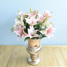 Arranjo De Lírio Artificial Rosa No Vaso Itália Rose Gold | F